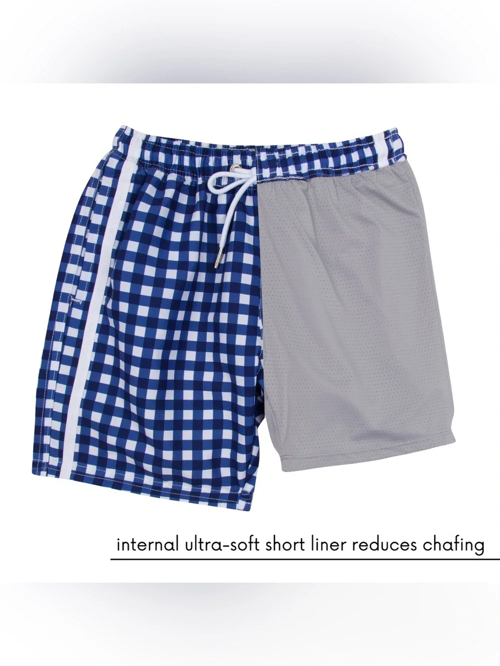 SwimZip Boys 2T UPF 50+ Gingham Swim Trunks Bundle Blue White Quick Dry Pool